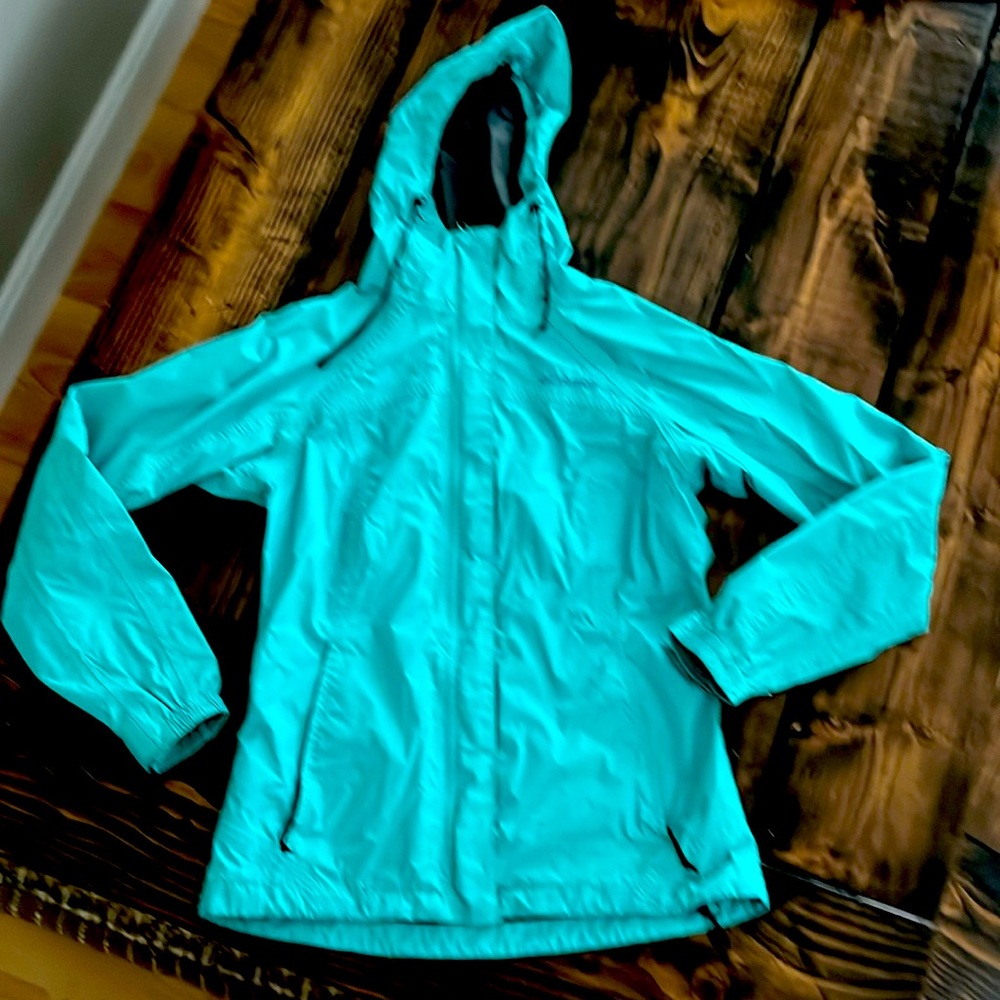 Colombia Teal Rain Jacket- size small women’s